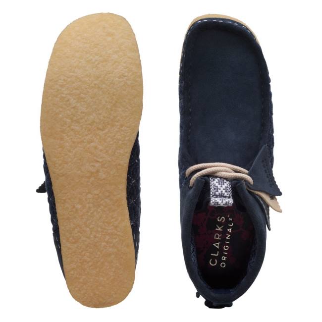 Ghete Casual Clarks Wallabee Barbati Bleumarin | CLK016YSR